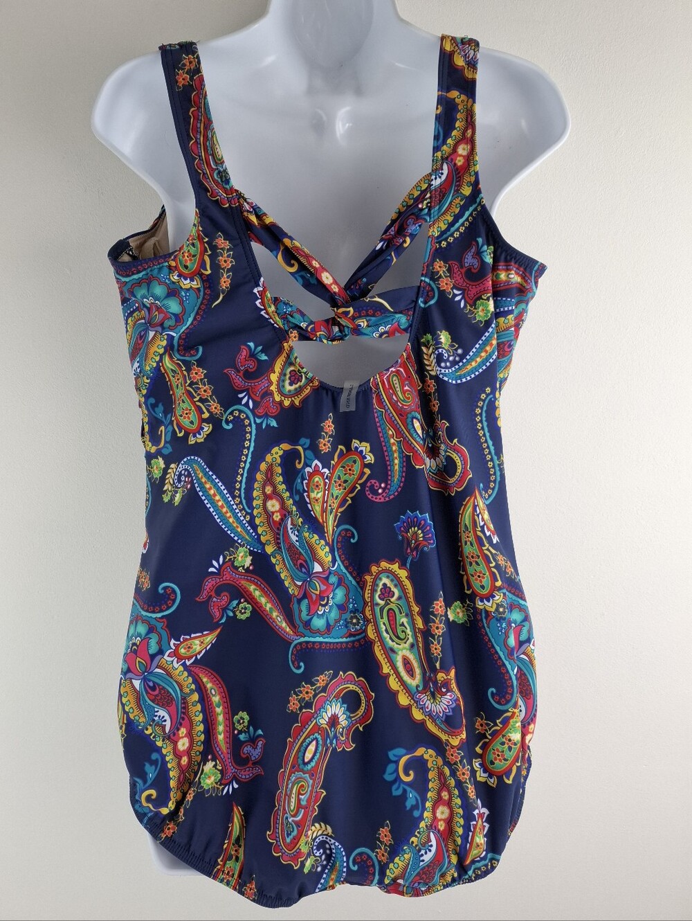 Lands’ End Multicolor Paisley One Piece Bathing Suit Ruching Plus  Size 20W - Picture 3 of 10